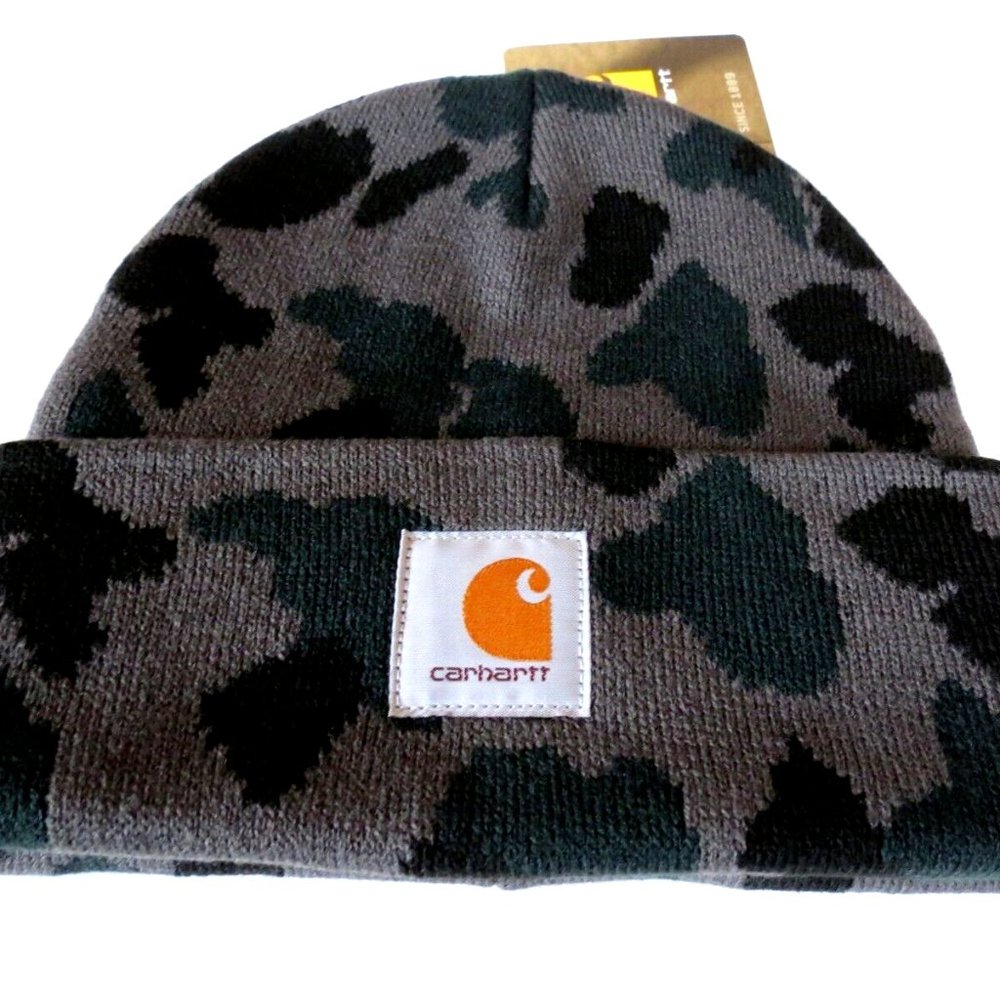 Carhartt Hat Black Camo Beanie - Picture 2 of 7